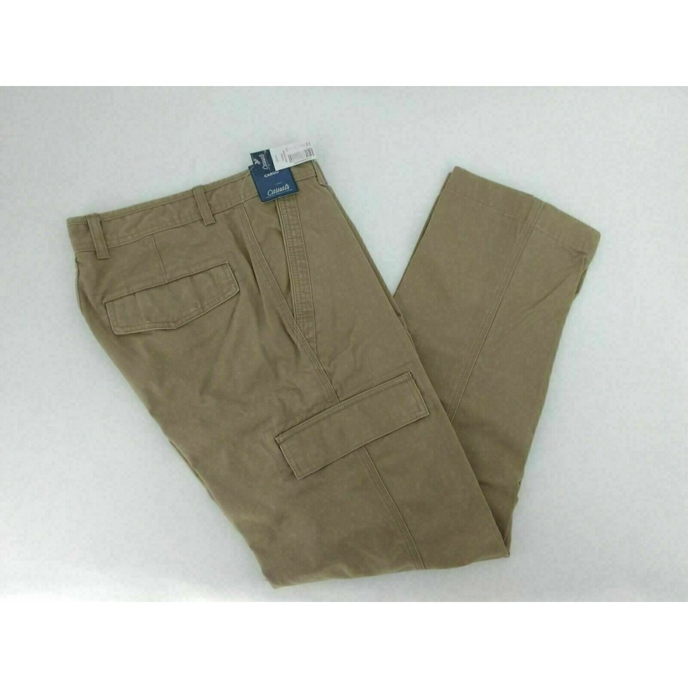 ROUNDTREE &YORKE CLASSIC FIT CARGO PANTS MENS SIZE 36X32 KHAKI COLOR ZIP FLY NWT